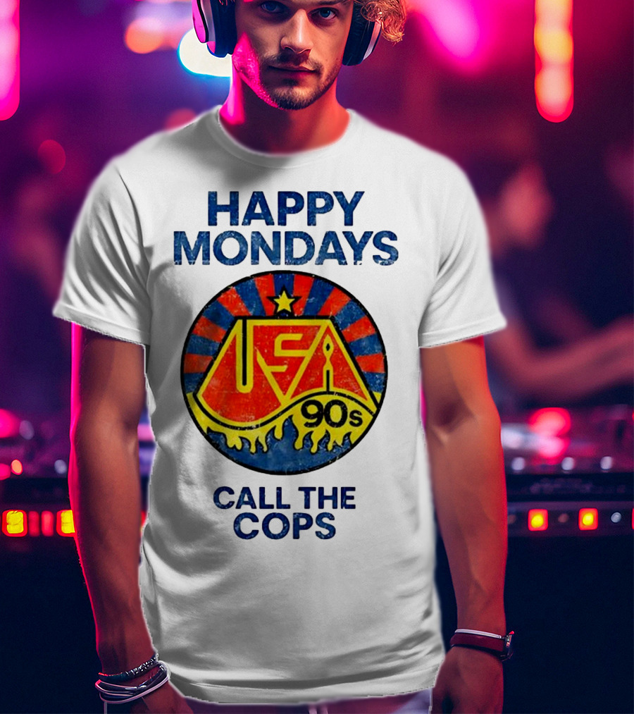 Happy Mondays USA 90s Call The Cops Starburst Retro T-Shirt