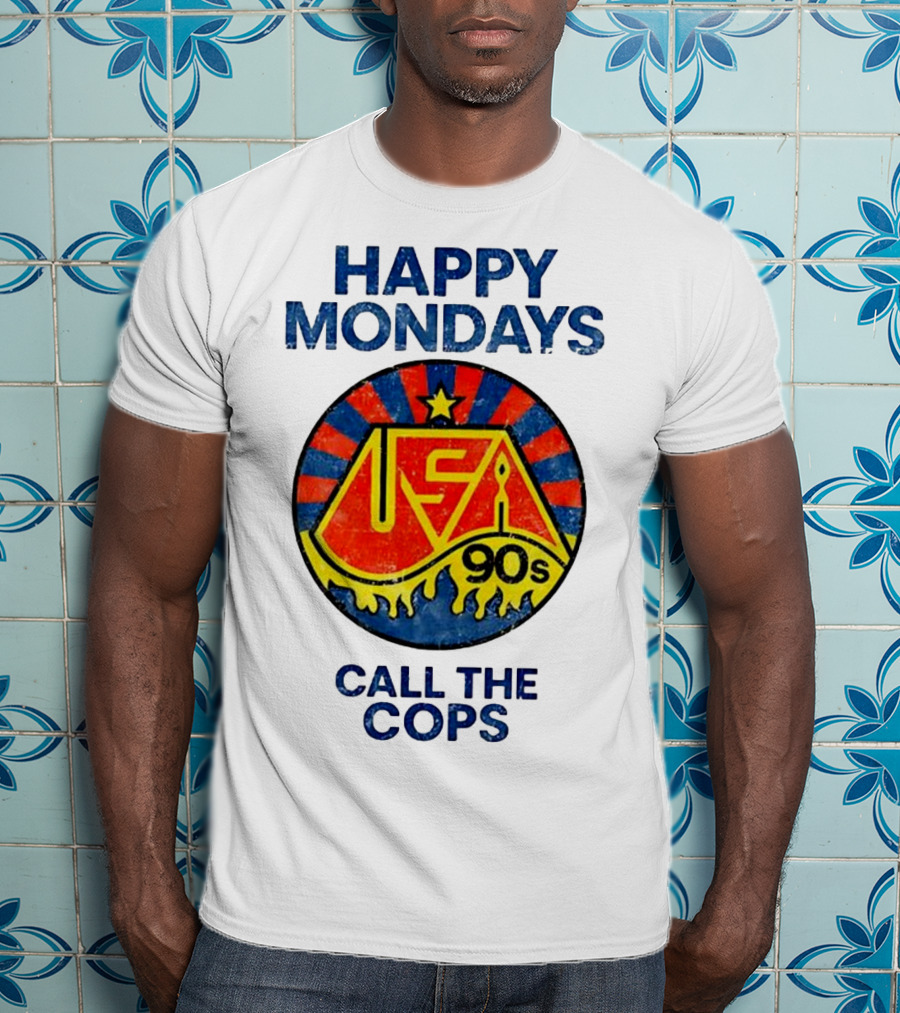 Happy Mondays USA 90s Call The Cops Starburst Retro T-Shirt