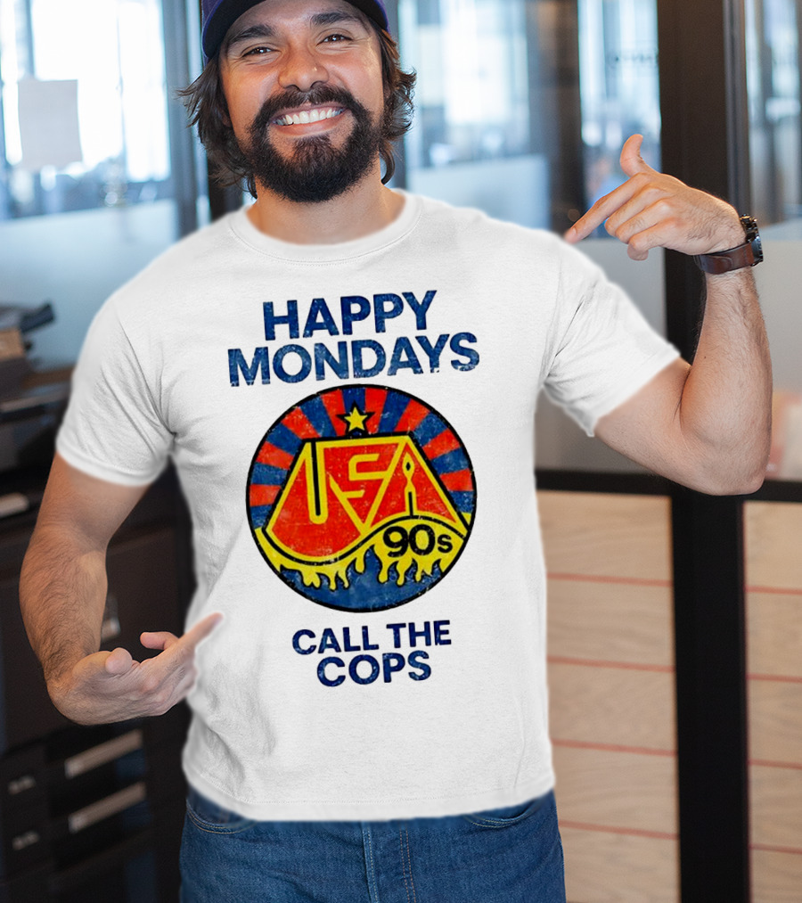 Happy Mondays USA 90s Call The Cops Starburst Retro T-Shirt