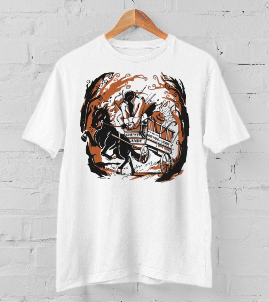 Headless Horseman Pumpkin Carriage Halloween Scene T-Shirt