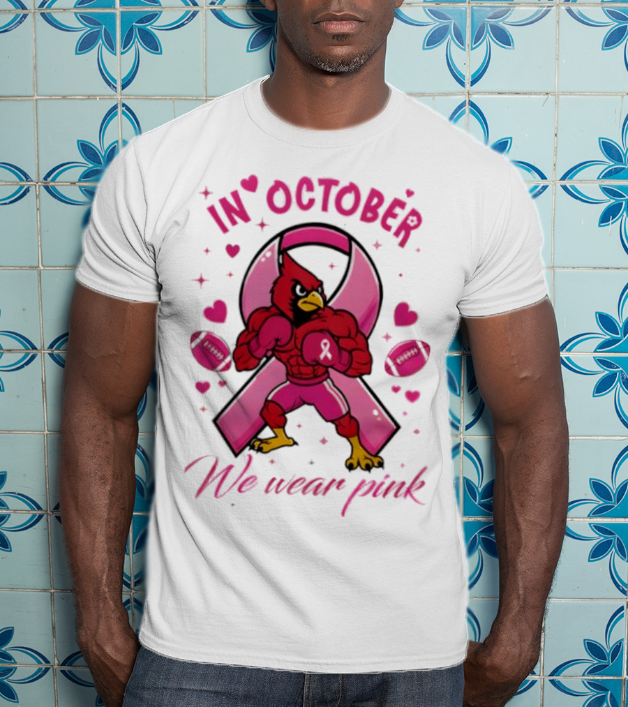 Louisville Cardinals In October We Wear Pink Tackle Cancer T-Shirt