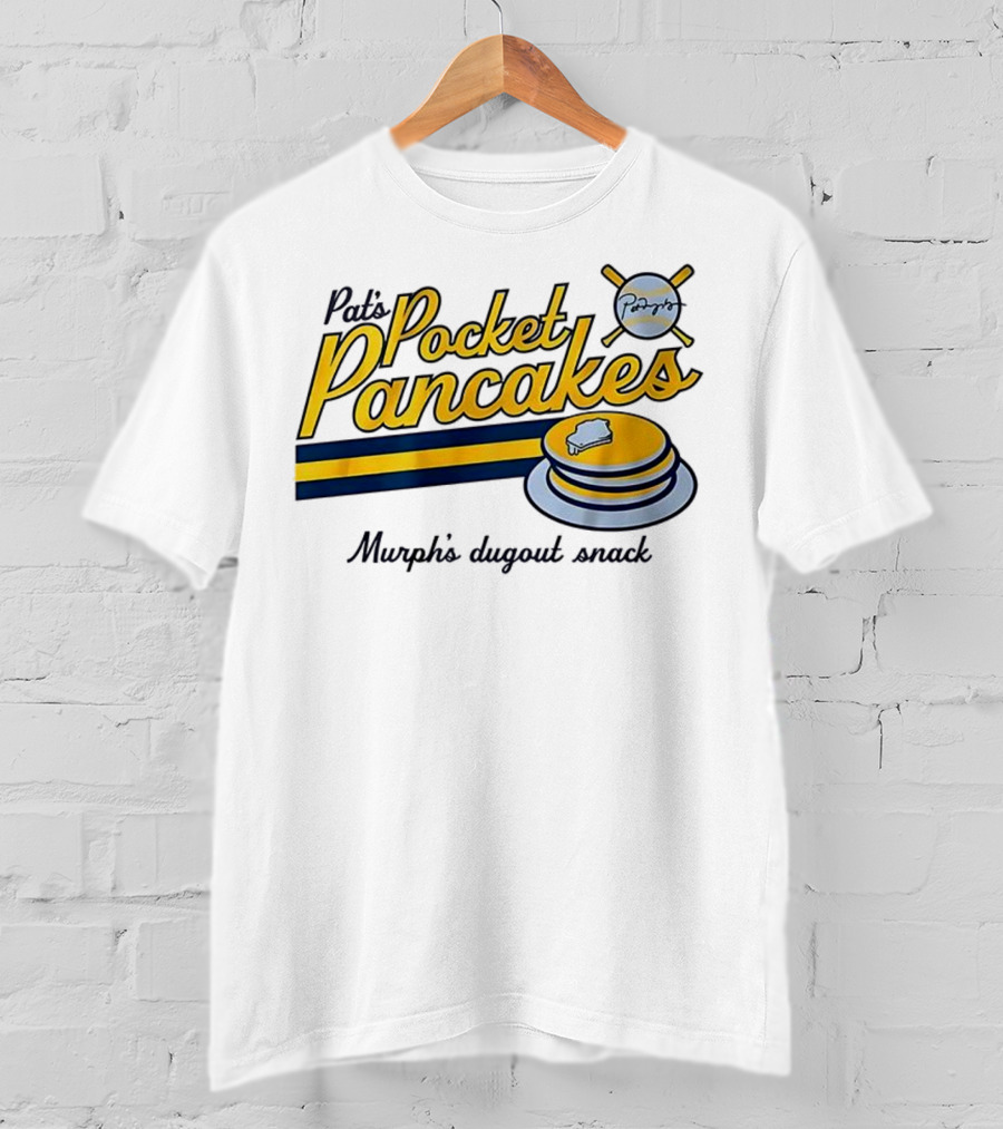 Pat’s Pocket Pancakes Murph’s Dugout Snack Pancake Stack Crossed Bats T-Shirt