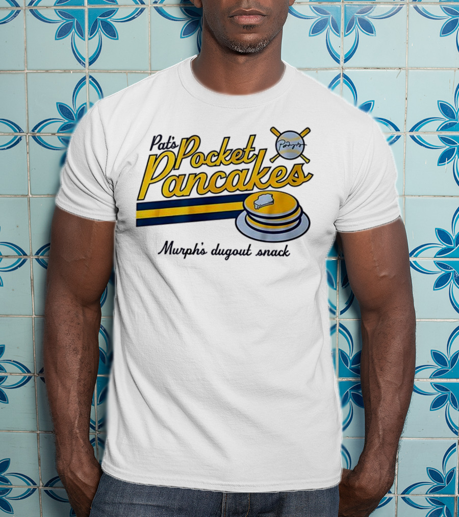 Pat’s Pocket Pancakes Murph’s Dugout Snack Pancake Stack Crossed Bats T-Shirt