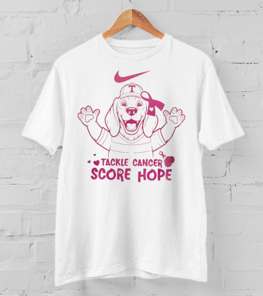 Nike Tackle Cancer Score Hope Pink Ribbon Dog Design Breast Cancer Awareness T-Shirt