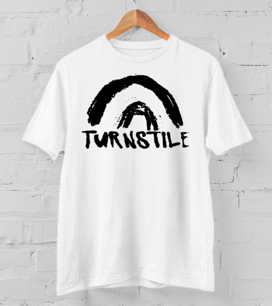 Turnstile Large Arial Double Rainbow Colorful Typography T-Shirt