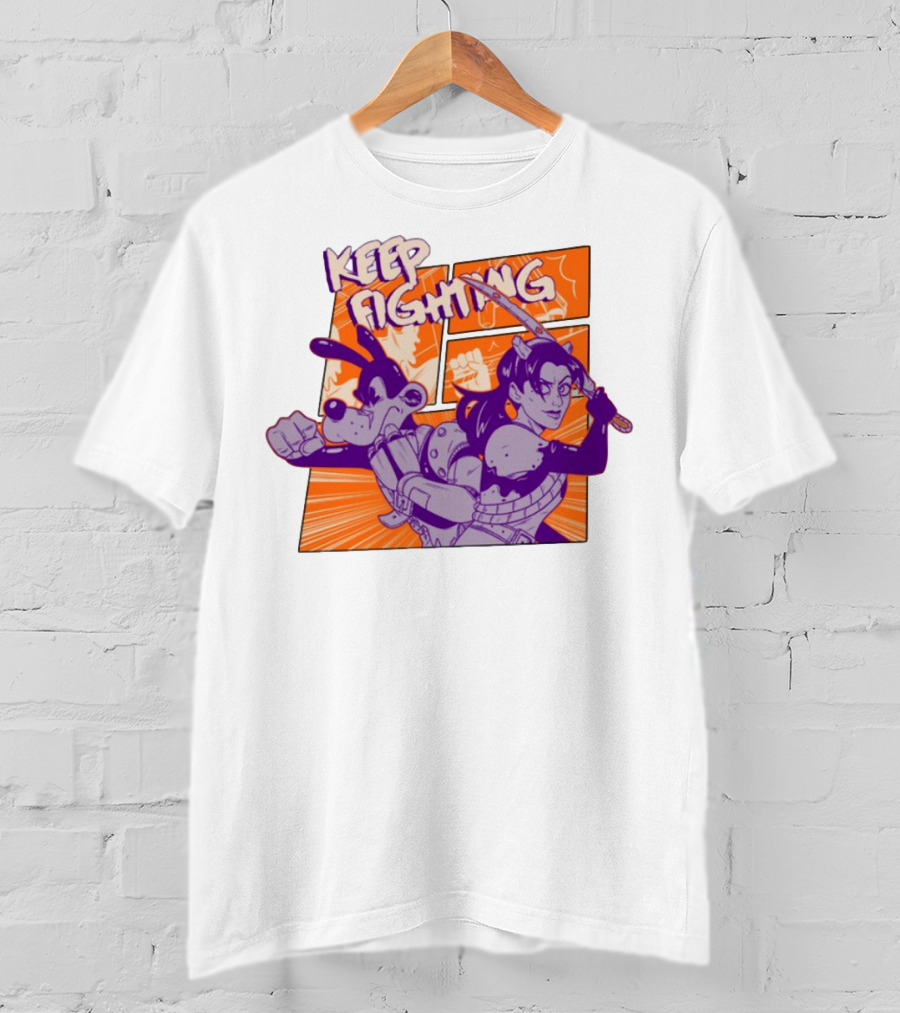 Keep Fighting Bendy Tom And Allison Art Print With Comic Style Action T-Shirt