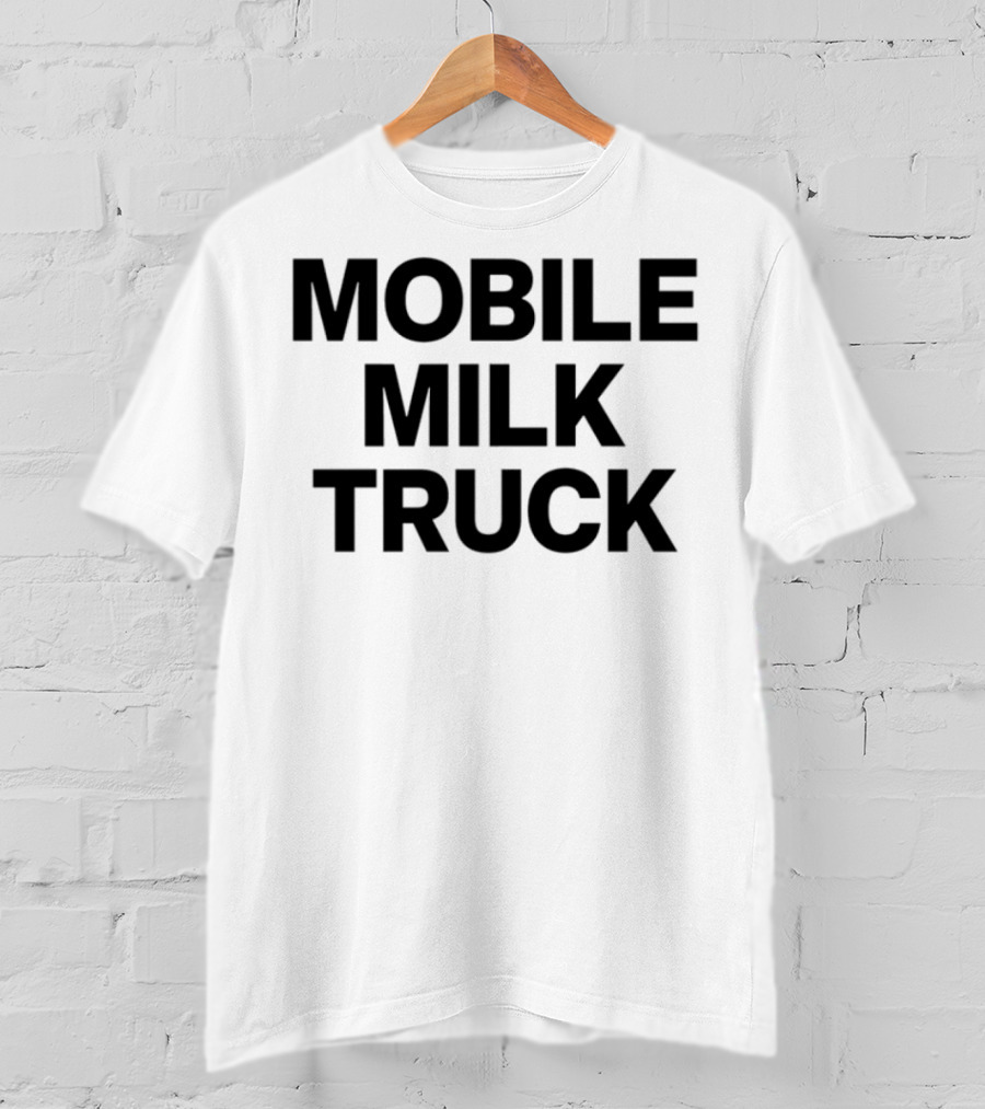 Mobile Milk Truck Dairy Time Bulldog Cartoon T-Shirt