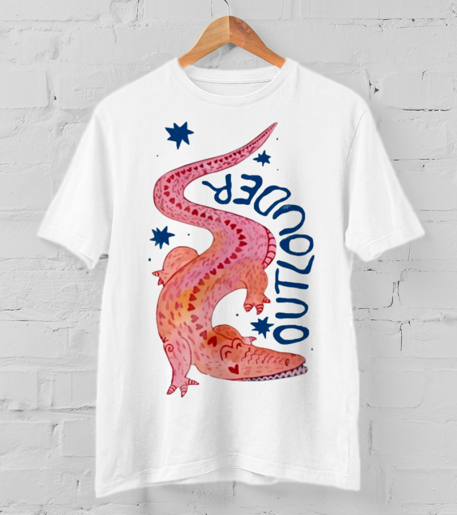 Outlouder Croc Pink Crocodile And Blue Stars T-Shirt