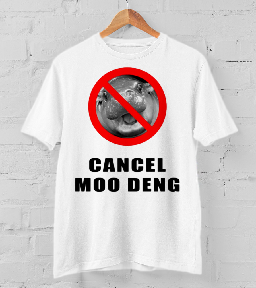 Pizzaslime Cancel Moo Deng No Entry Sign T-Shirt
