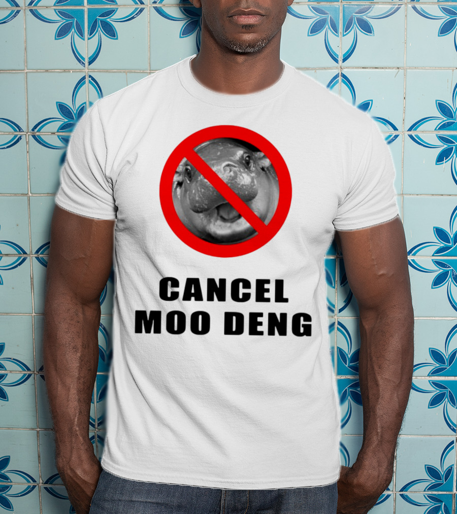 Pizzaslime Cancel Moo Deng No Entry Sign T-Shirt