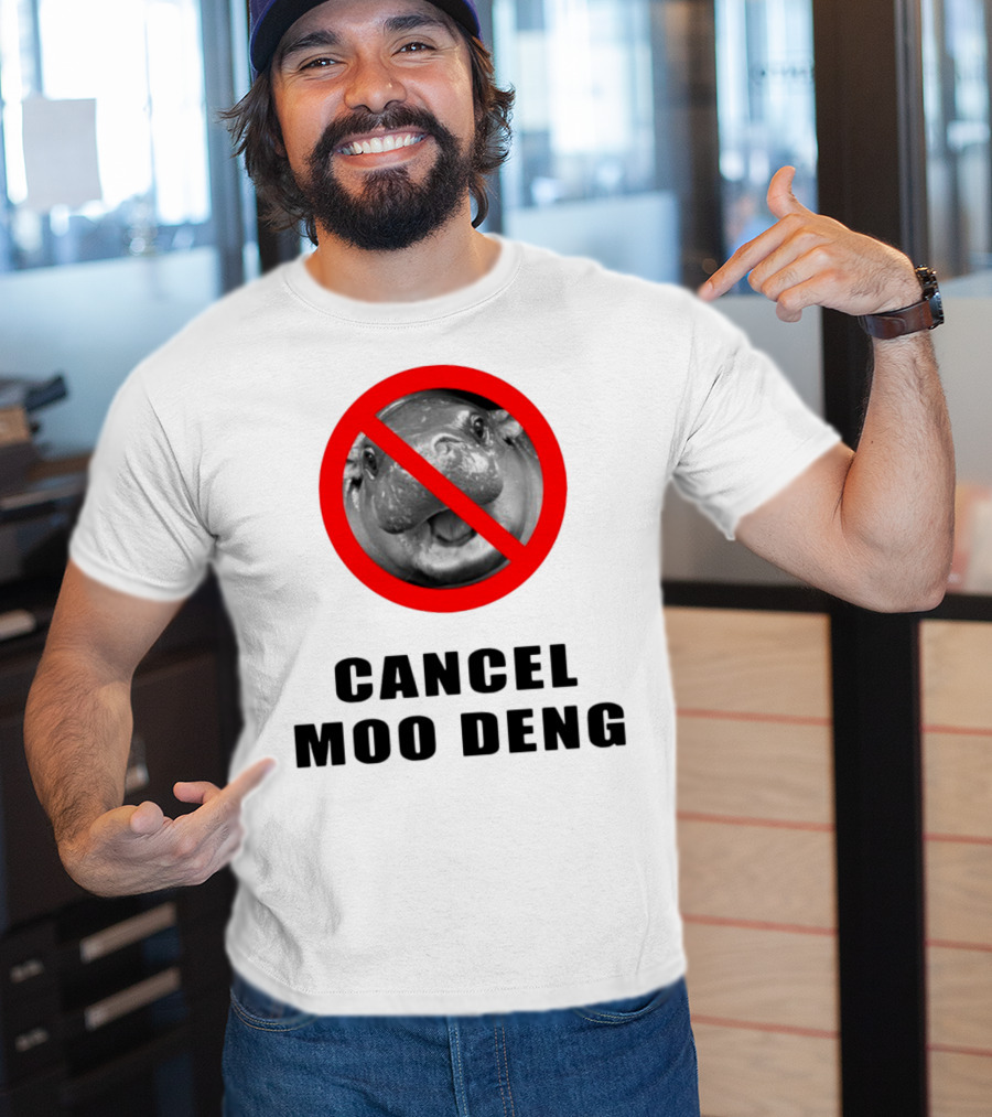 Pizzaslime Cancel Moo Deng No Entry Sign T-Shirt