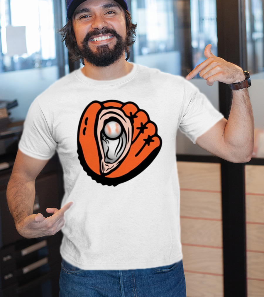Chesapeake Oyster Catchers Baseball Glove And Pearl T-Shirt