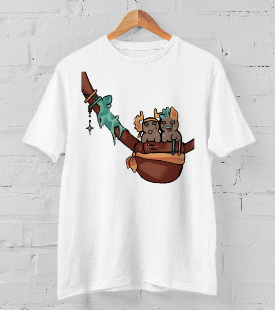 Coilpunk Steamcoil Phighting Cute Duo In Bag With Antlers And Spear T-Shirt