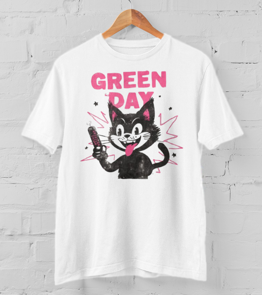 Green Day Dynamite Cartoon Cat Explosion T-Shirt