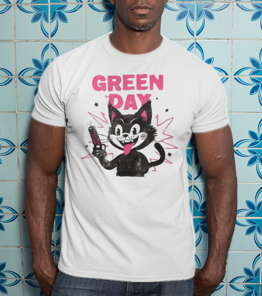 Green Day Dynamite Cartoon Cat Explosion T-Shirt