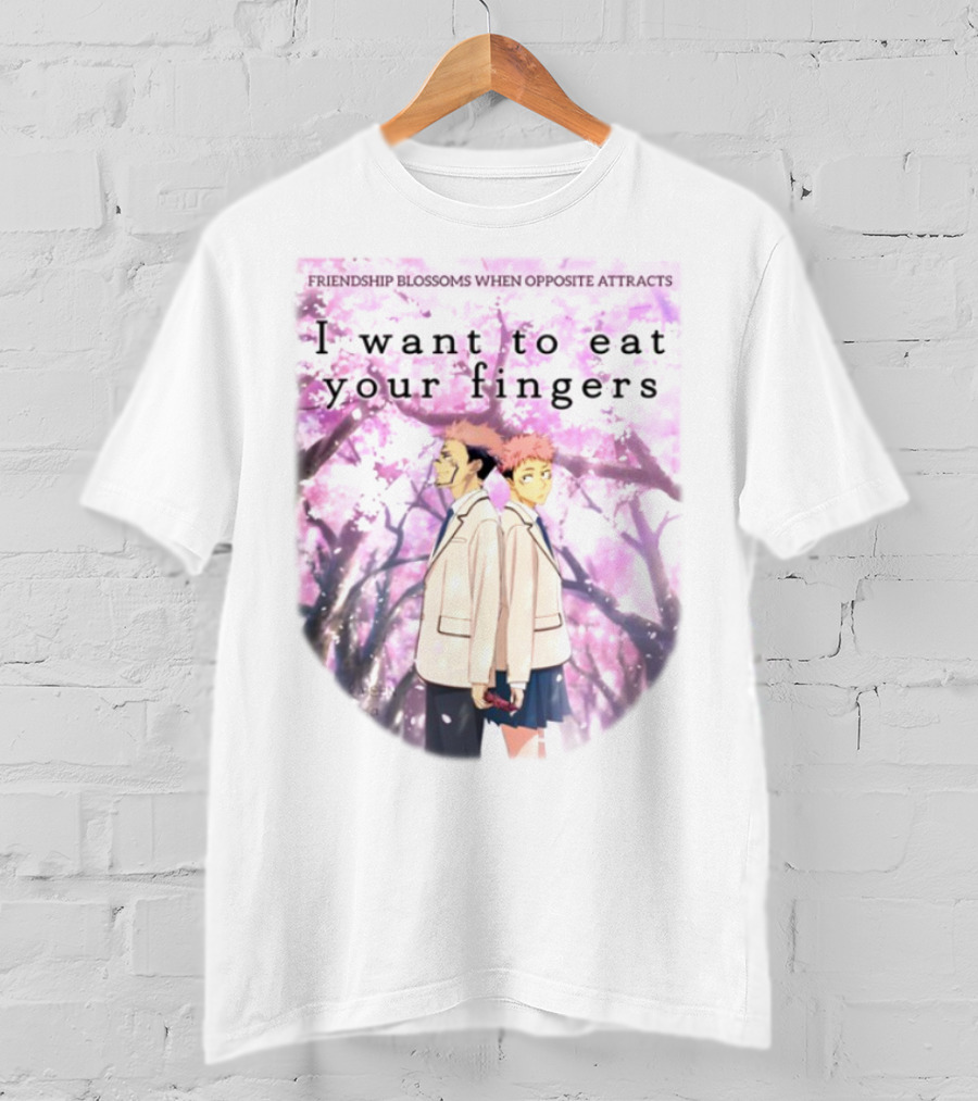 Friendship Blossoms When Opposites Attract I Want To Eat Your Fingers Anime Scene T-Shirt