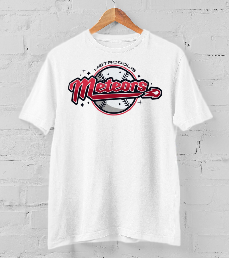 Metropolis Meteors Baseball Team Emblem Logo T-Shirt