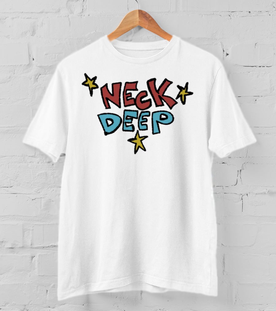 Neck Deep World Exclusive Stars Red Blue Text T-Shirt