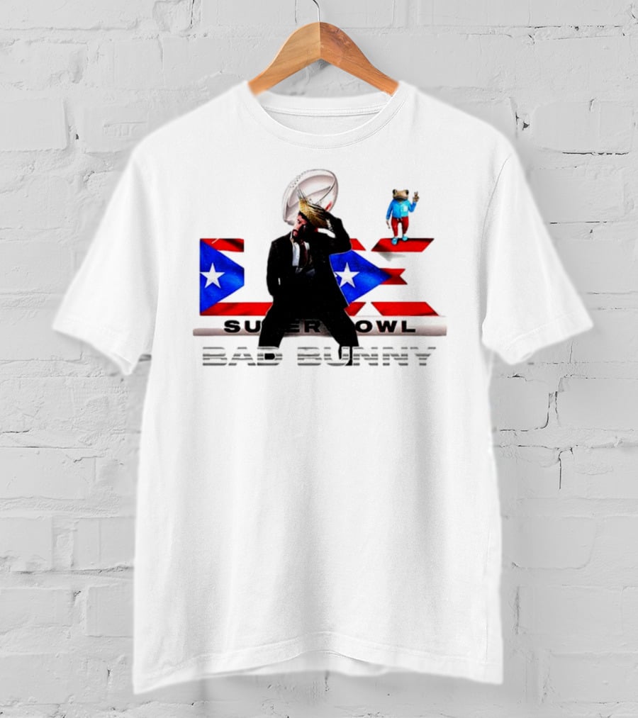 Bad Bunny Super Bowl Halftime 2026 Puerto Rico Flag Iconic Performance T-Shirt