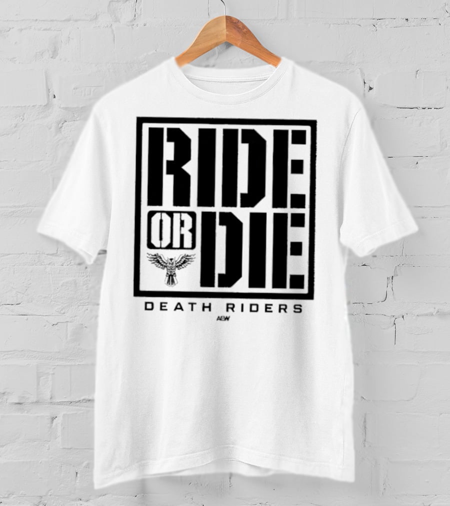 Death Riders Ride Or Die Skeleton Biker Gang AEW T-Shirt
