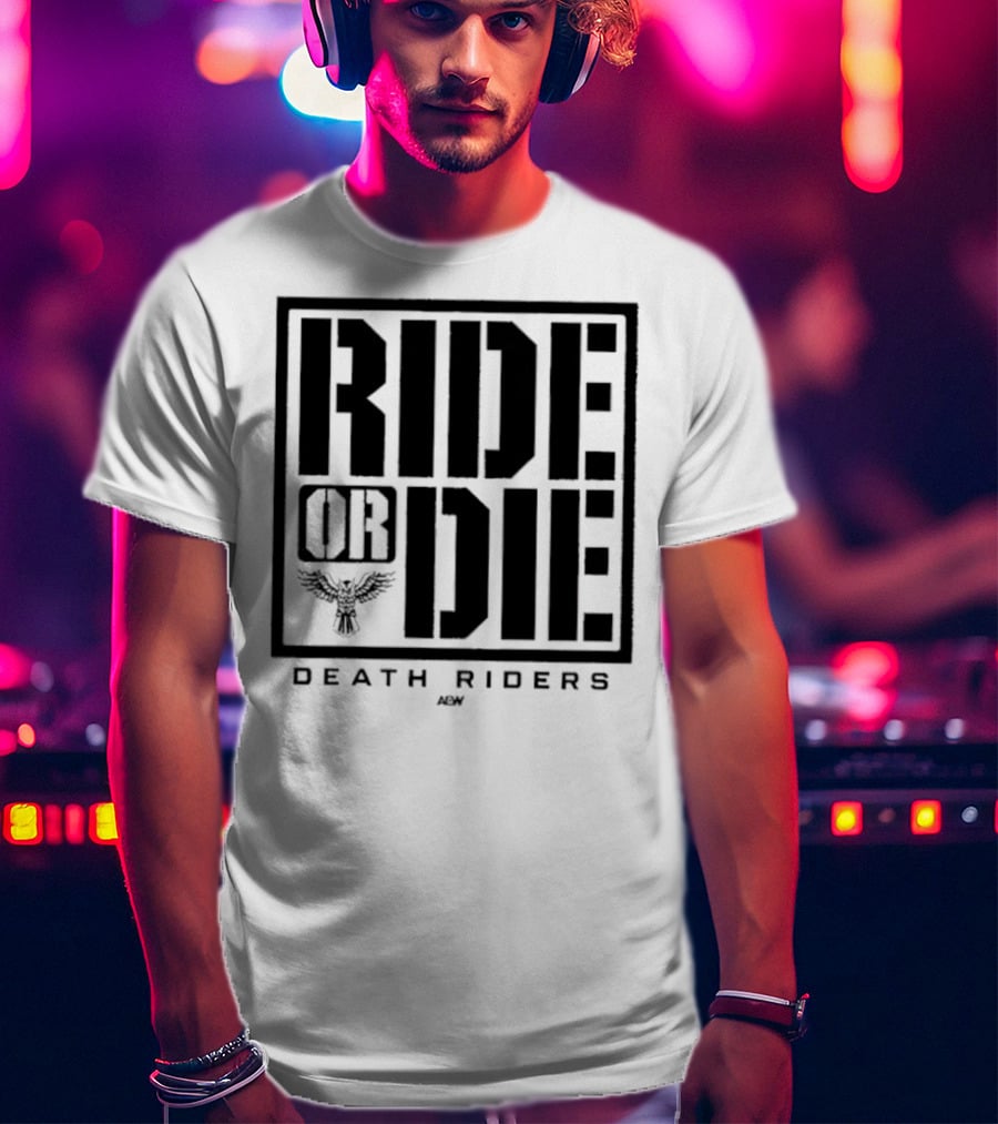 Death Riders Ride Or Die Skeleton Biker Gang AEW T-Shirt
