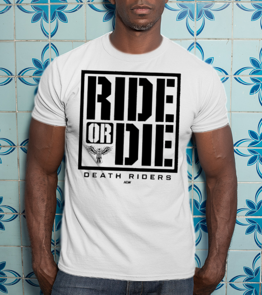Death Riders Ride Or Die Skeleton Biker Gang AEW T-Shirt