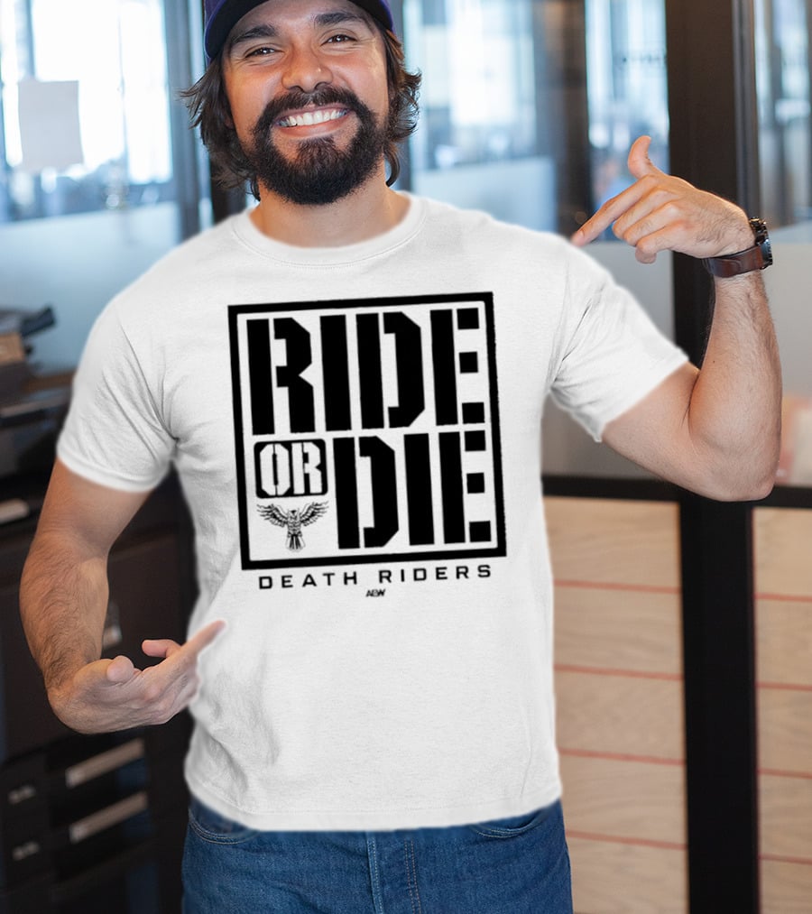 Death Riders Ride Or Die Skeleton Biker Gang AEW T-Shirt