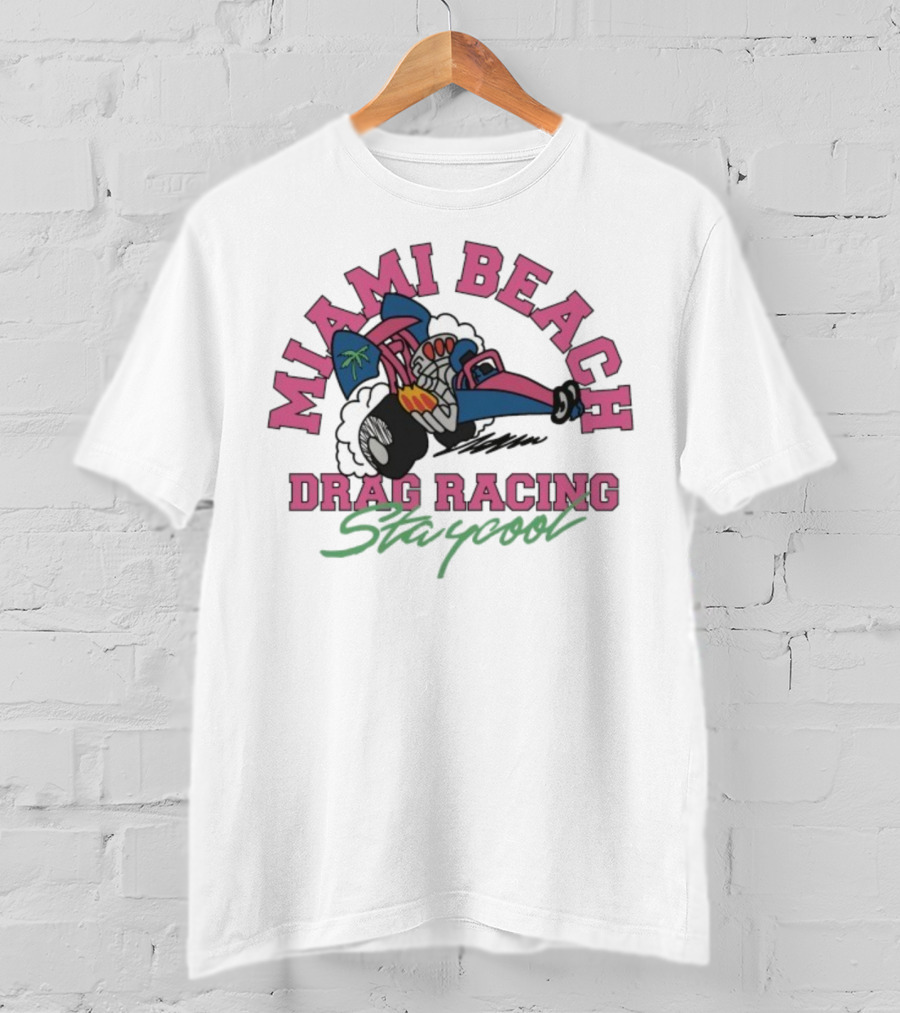 Miami Beach Drag Racing Staycool Racing Imagery T-Shirt