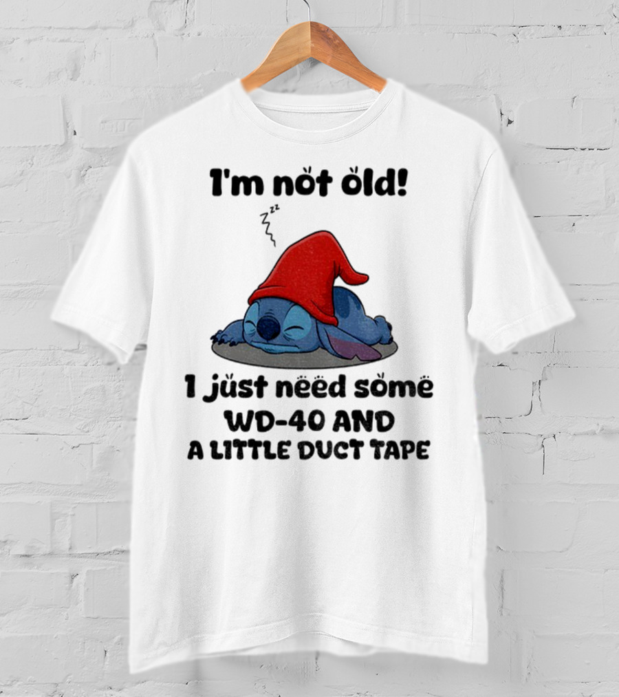Stitch Sleepy Time WD-40 Duct Tape Humor T-Shirt