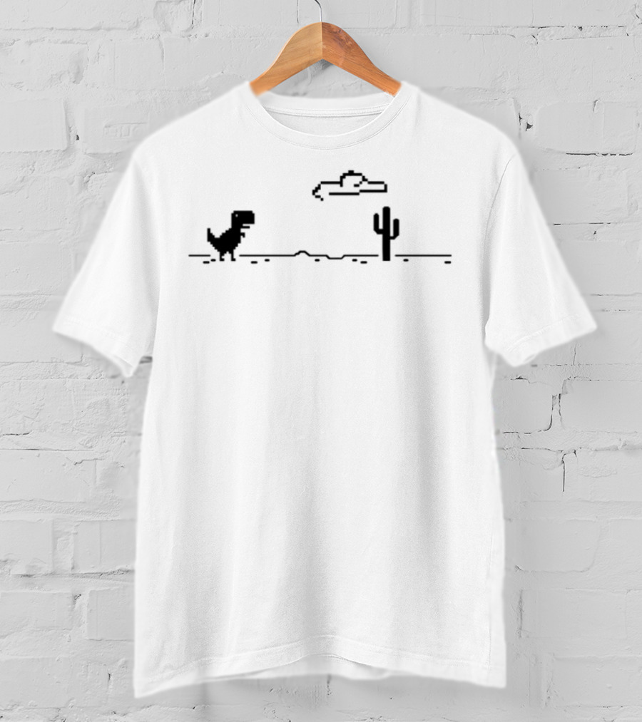 Offline Dinosaur Rex Cactus Game T-Shirt
