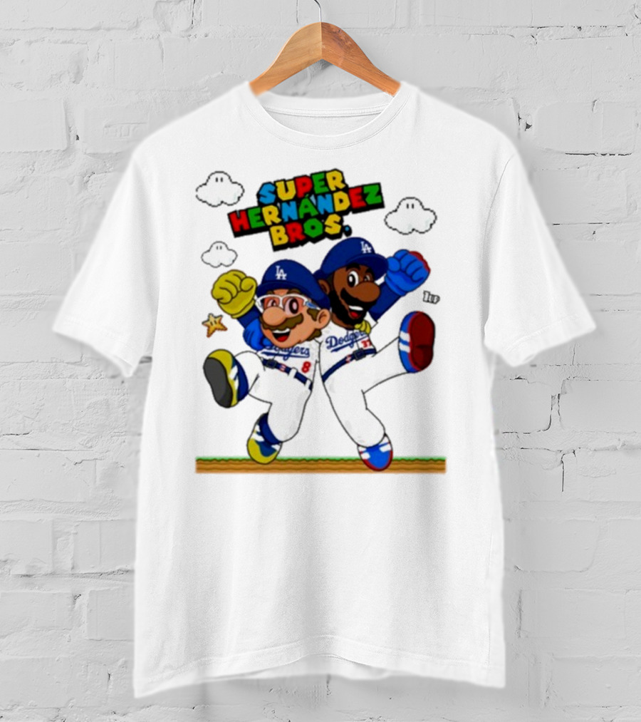 Super Hernández Bros Teoscar Kiké Let’s Go Dodgers Mario X Los Angeles Dodgers T-Shirt