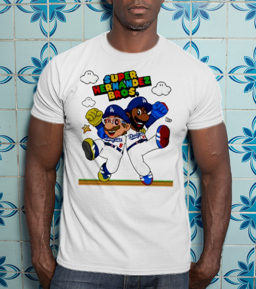 Super Hernández Bros Teoscar Kiké Let’s Go Dodgers Mario X Los Angeles Dodgers T-Shirt