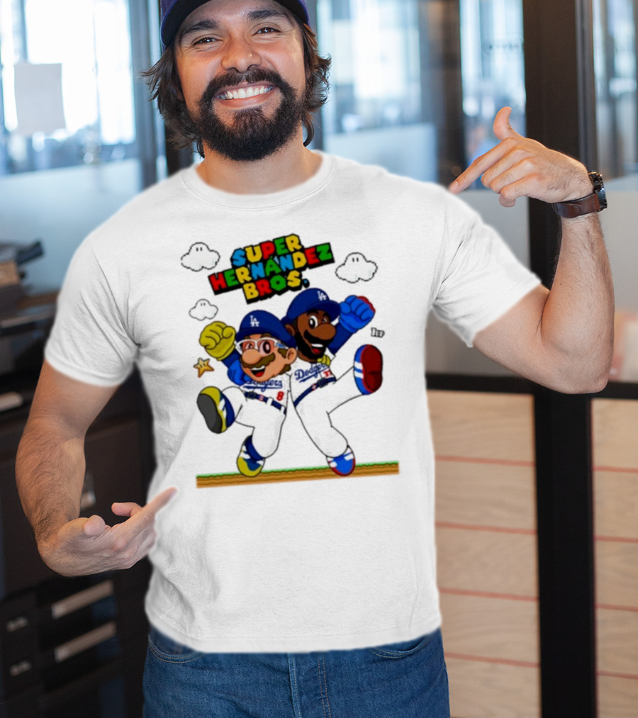 Super Hernández Bros Teoscar Kiké Let’s Go Dodgers Mario X Los Angeles Dodgers T-Shirt