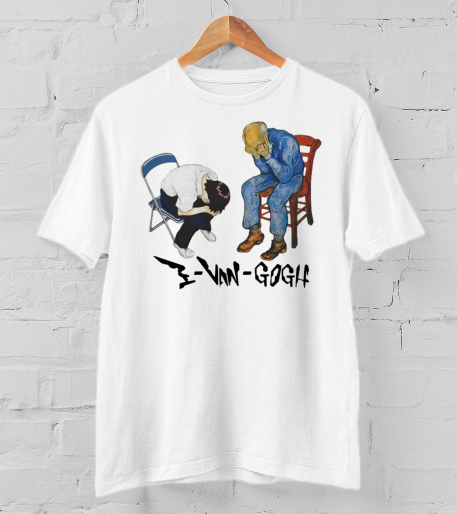 Evangogh Sadness Embrace Blue Figure Art Crossover T-Shirt