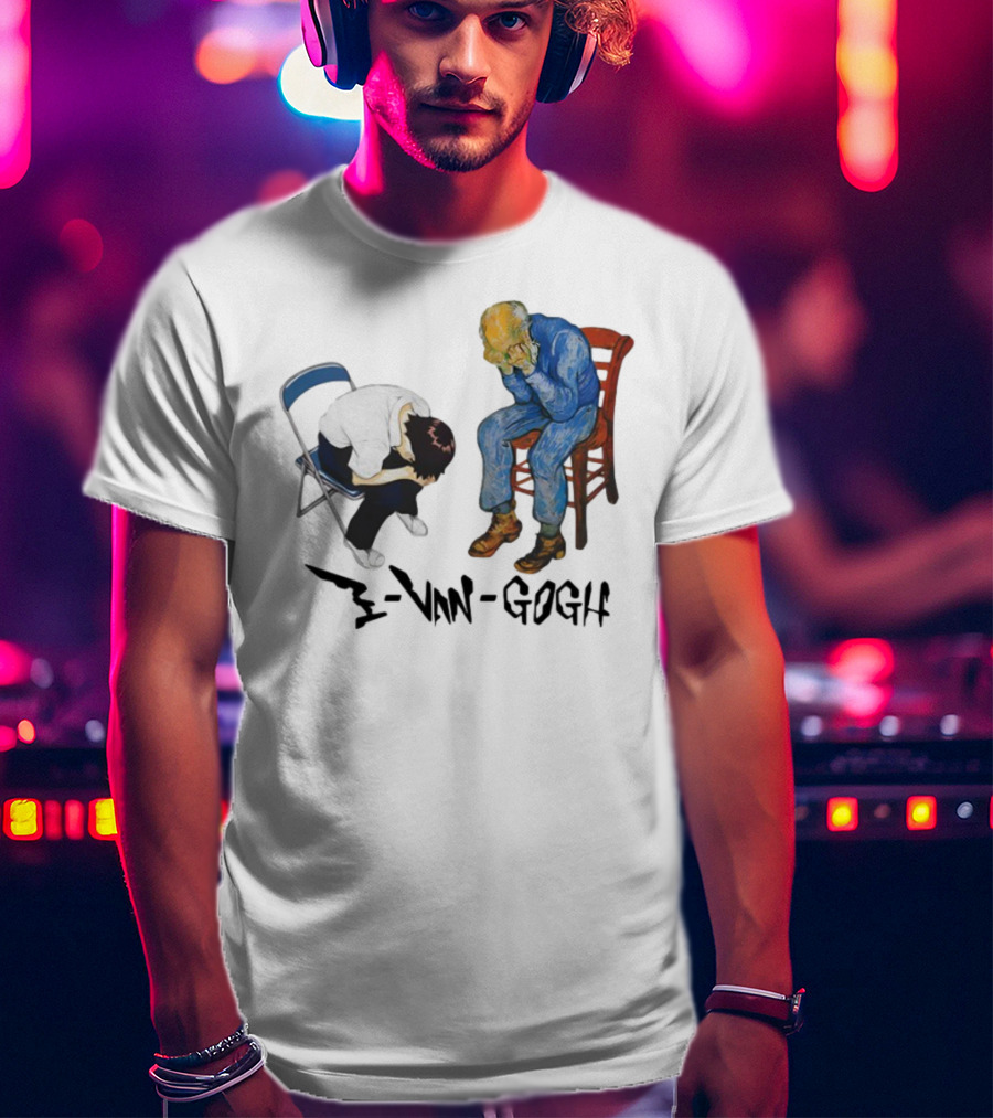 Evangogh Sadness Embrace Blue Figure Art Crossover T-Shirt