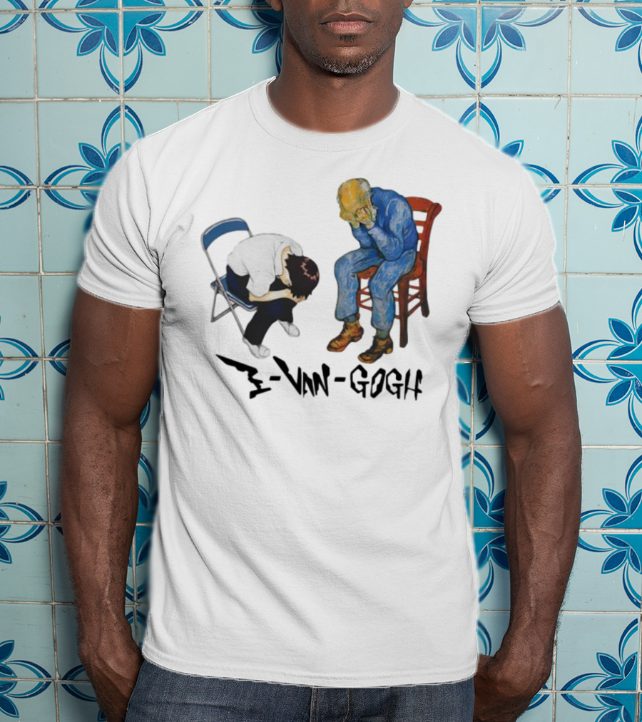 Evangogh Sadness Embrace Blue Figure Art Crossover T-Shirt