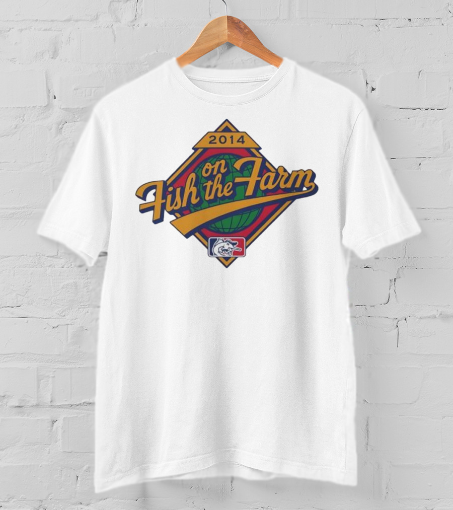 2014 Fish On The Farm Baseball With Global Earth And Whale Symbol T-Shirt