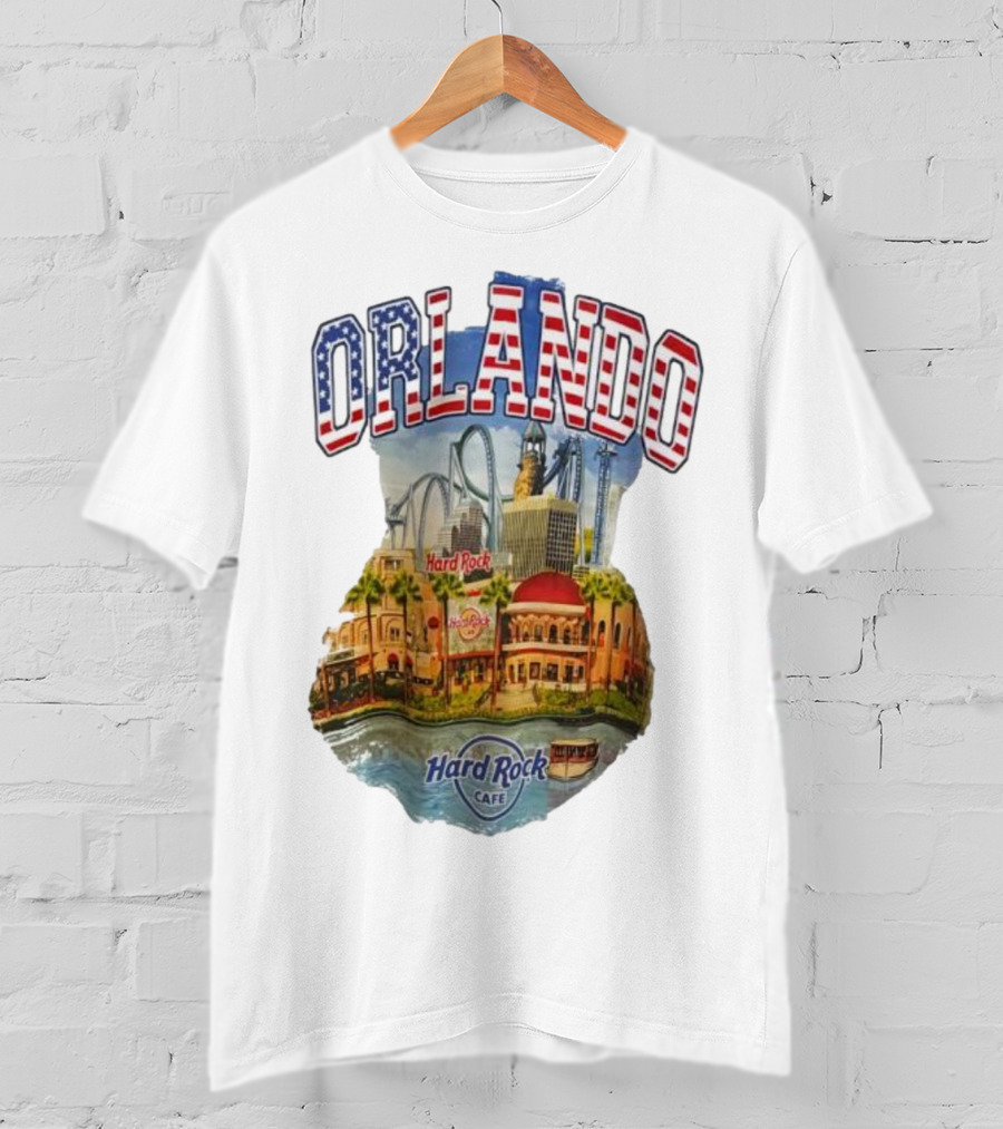 Hard Rock Cafe Orlando American Flag Skyline Roller T-Shirt