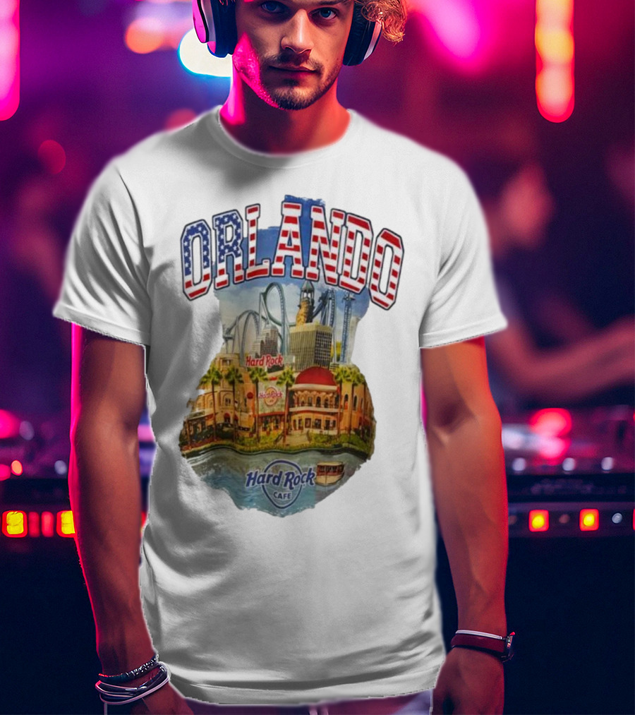 Hard Rock Cafe Orlando American Flag Skyline Roller T-Shirt