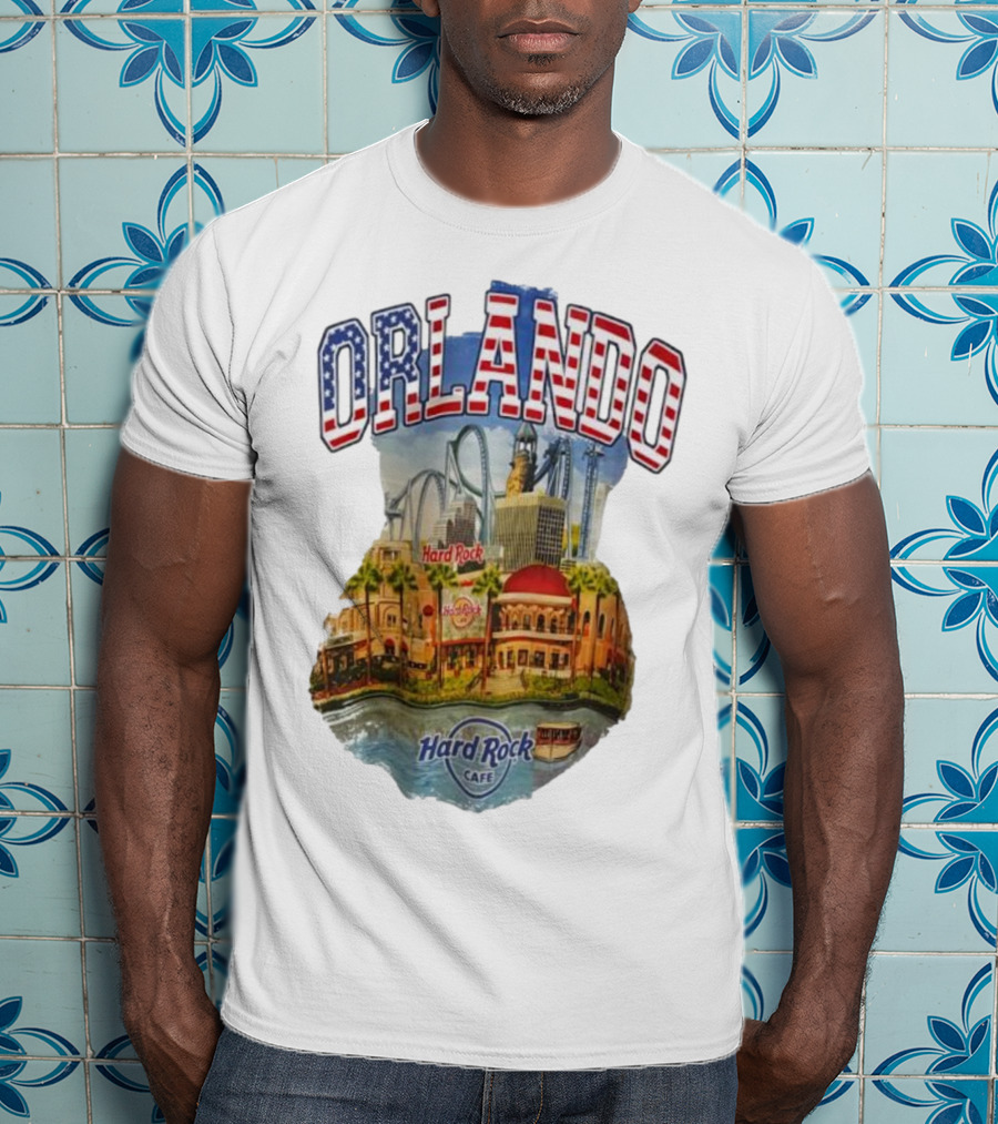 Hard Rock Cafe Orlando American Flag Skyline Roller T-Shirt