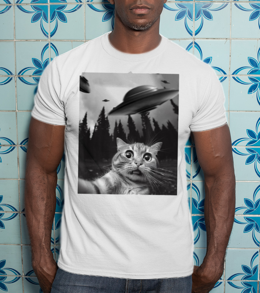 Keith Hernandez Cat Selfie Ufos Forest Scene T-Shirt