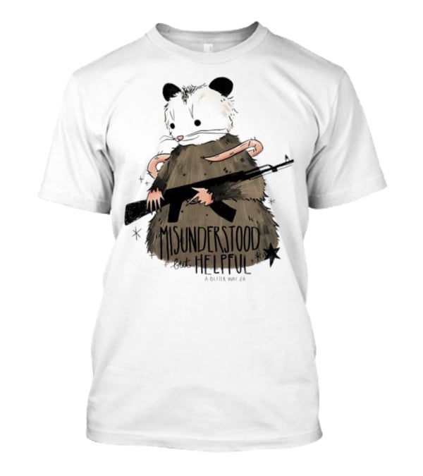 Misunderstood But Helpful Opossum With Rifle Artwork T-Shirt