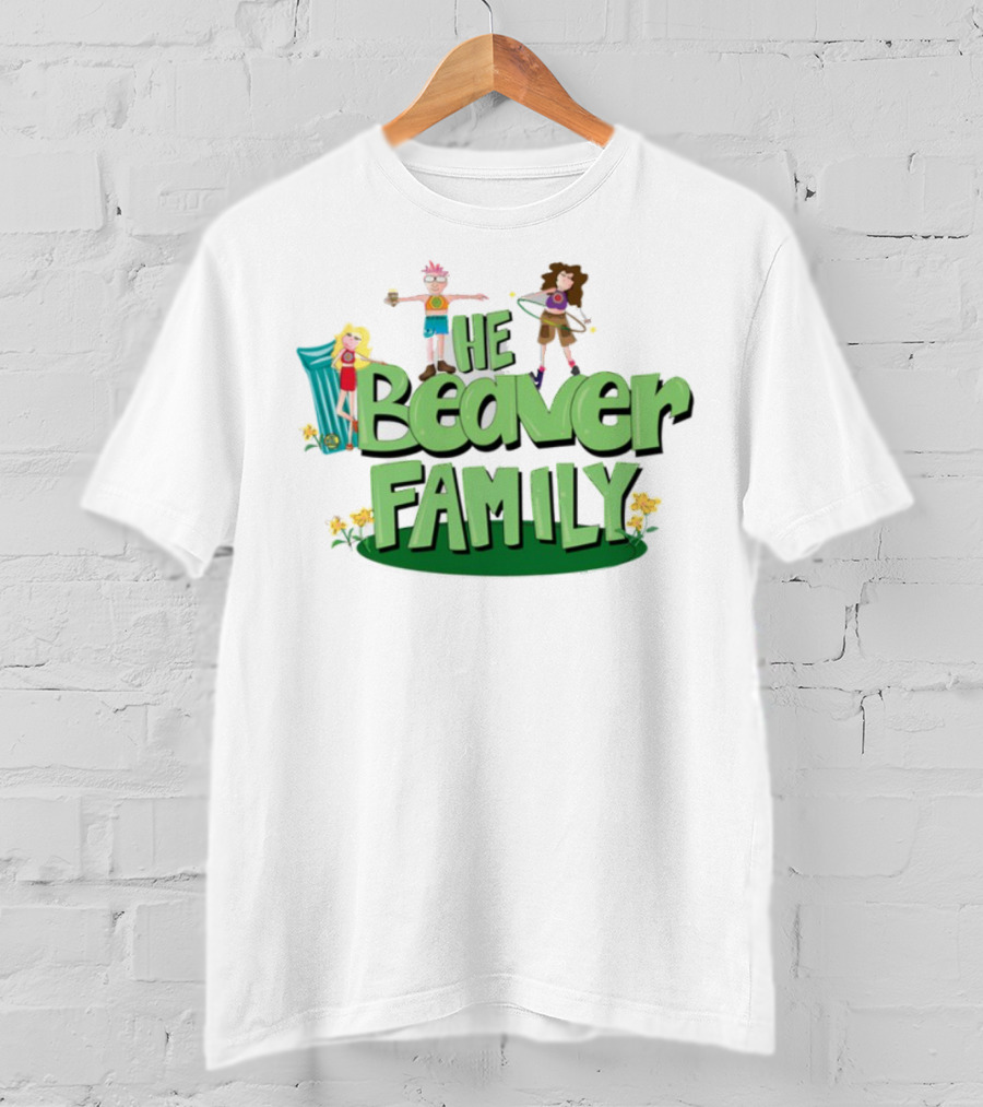 He Beaver Family Fun Characters With Flower Accents T-Shirt