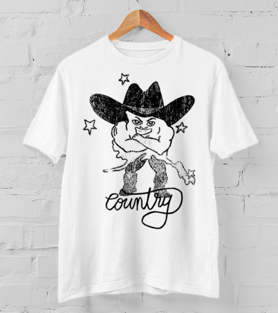 Weird Guy Cowboy With Guitar Retro Style T-Shirt