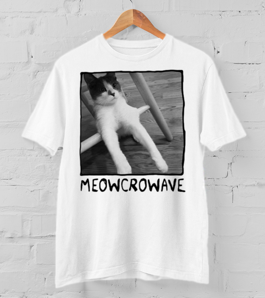 Meowcrowave Cat Humor With Cute Black And White Cat Image T-Shirt