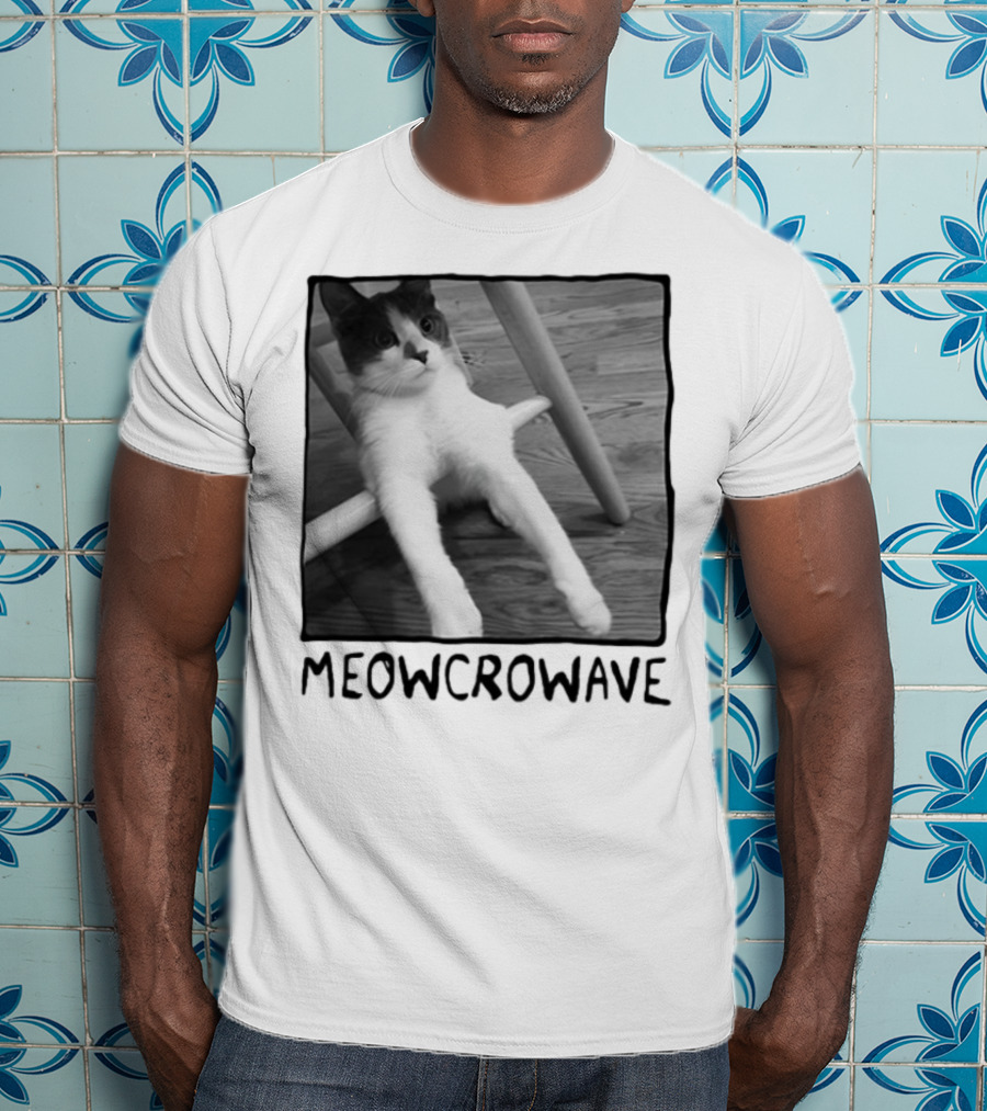 Meowcrowave Cat Humor With Cute Black And White Cat Image T-Shirt