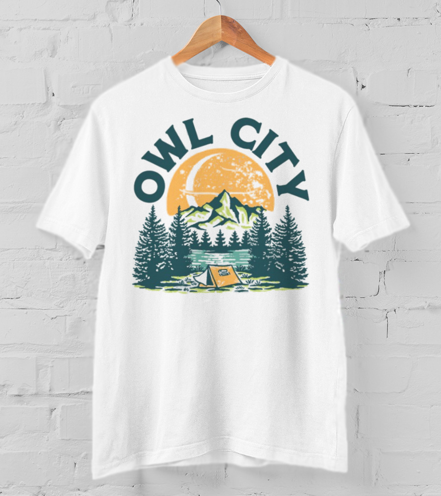 Owl City Mountains Camping Under Moon St. Patrick's Day T-Shirt
