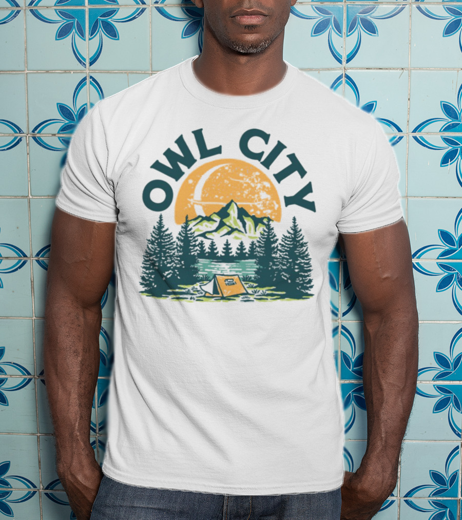 Owl City Mountains Camping Under Moon St. Patrick's Day T-Shirt