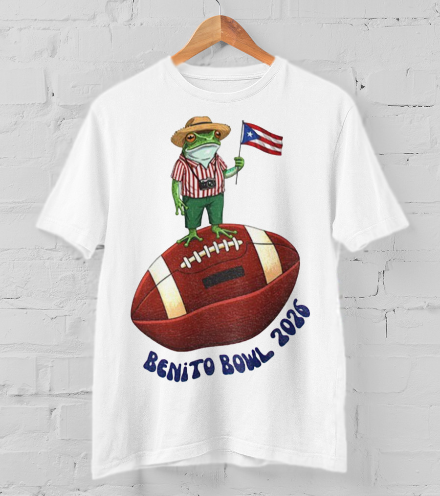 Bad Bunny Puerto Rico Frog Flag Benito Bowl 2026 Football T-Shirt