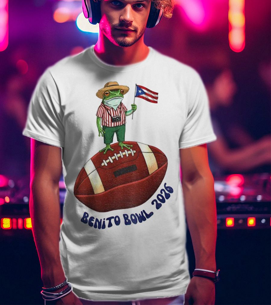 Bad Bunny Puerto Rico Frog Flag Benito Bowl 2026 Football T-Shirt
